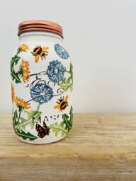 Hand Decorated Mason Jar With A Sweet Dandelion Design - Vase, Storage, Homeware, Gift, Decoration - thumbnail 1