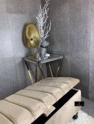 Champagne Beige Velvet Ottoman Bench - Handmade Storage Box With Cushions - thumbnail 2
