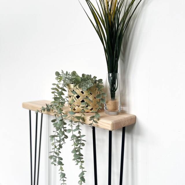 Narrow Console Table With Hairpin Legs, Wooden Rustic Hallway Table. Scandinavian Style - image 1