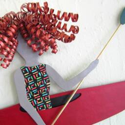 Kayak Metal Wall Art Sculpture, Lady Kayaker With Curly Hair - thumbnail 2