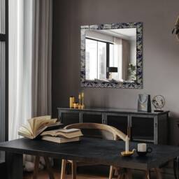 Victorian Wallpaper Pattern Mirror, Rectangular Mirror With Frame, Navy Printed Decorative Wall For Entrance - thumbnail 2