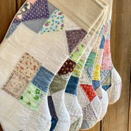 Vintage Quilt Christmas Stocking - Farmhouse Cutter Feedsack - thumbnail 3