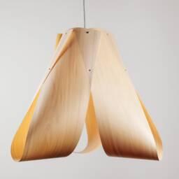 Scandinavian Wood Veneer Chandelier - Modern Anker Dome Pendant, Minimalist Dining Room Fixture - thumbnail 2