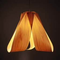Large Geometric Wood Pendant Light Scandinavian Oak Veneer Lamp For Modern Dining Rooms - thumbnail 2