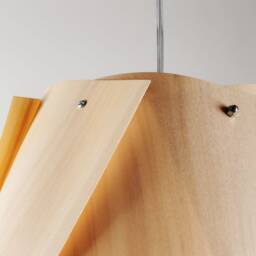 Large Geometric Wood Pendant Light Scandinavian Oak Veneer Lamp For Modern Dining Rooms - thumbnail 3