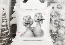 Duck Cushion. Personalised Duck Couple Pillow. Ideal Christmas, Secret Santa, Stocking Filler, Birthday Or Wedding Gift - thumbnail 1