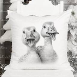 Duck Cushion. Personalised Duck Couple Pillow. Ideal Christmas, Secret Santa, Stocking Filler, Birthday Or Wedding Gift - thumbnail 2
