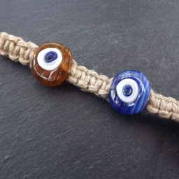 Fun Multicolor Turkish Evil Eye Wall Hanging Home Garden Decoration With Blue & Honey Yellow Evileye Traditional Artisan Beads - No1 - thumbnail 3