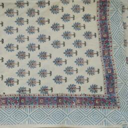 Hand Block Printed Cotton Bed Sheet Indian Floral Design, Natural Dyes - thumbnail 2