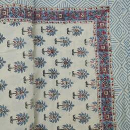 Hand Block Printed Cotton Bed Sheet Indian Floral Design, Natural Dyes - thumbnail 4