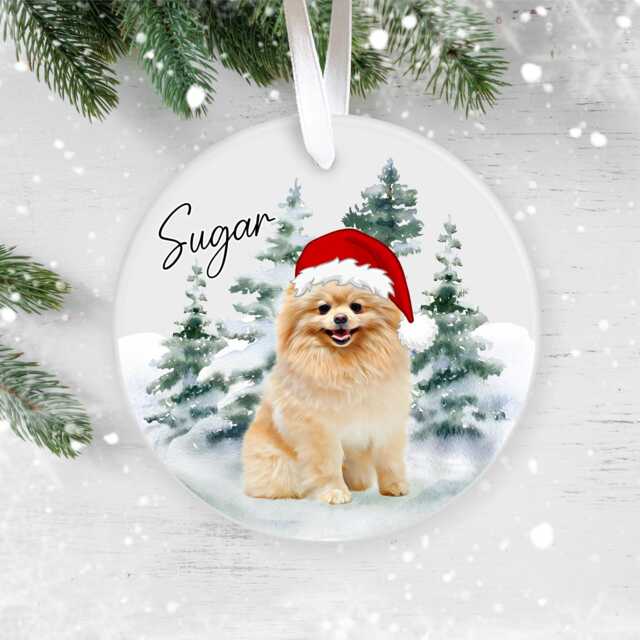 Personalised Pomeranian Christmas Ornament - Custom Dog Bauble With Name, 38 Different Breeds - image 1