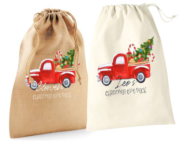 Personalized Christmas Eve Sack Truck & Tree Gift Bag
