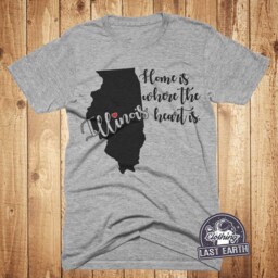 Illinois Ornament, Christmas Tree Ornament Decoration, Natural Pine Wood Slice, Home Is Where The Heart Is, Shirt, State Gift - thumbnail 2