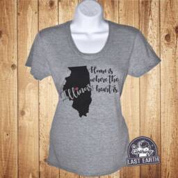Illinois Ornament, Christmas Tree Ornament Decoration, Natural Pine Wood Slice, Home Is Where The Heart Is, Shirt, State Gift - thumbnail 3