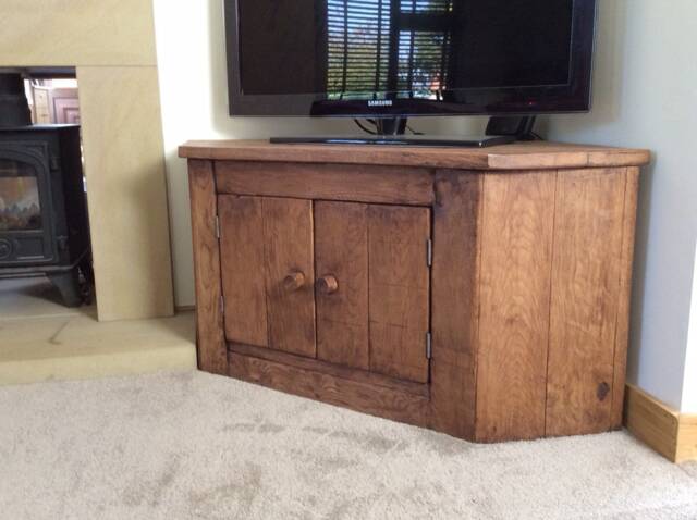 Rustic Corner Tv Unit Made From Reclaimed French Oak - image 1