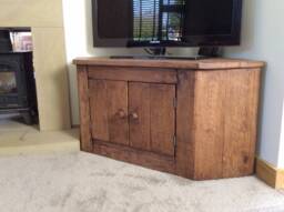 Rustic Corner Tv Unit Made From Reclaimed French Oak - thumbnail 1