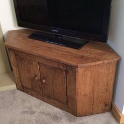 Rustic Corner Tv Unit Made From Reclaimed French Oak - thumbnail 4