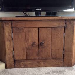 Rustic Corner Tv Unit Made From Reclaimed French Oak - thumbnail 2