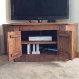 Rustic Corner Tv Unit Made From Reclaimed French Oak - thumbnail 3