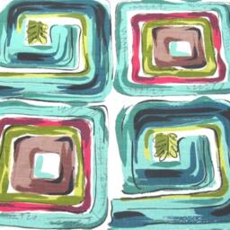 Vintage Barkcloth Pillow Cover Turquoise Tropicana, Mid-Century Modern - thumbnail 2