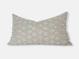 Discontinued ~ Embroidered Floral Lumbar Pillow Cover Neutral Textured Throw -- Thaisa - thumbnail 1