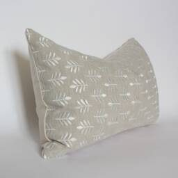 Discontinued ~ Embroidered Floral Lumbar Pillow Cover Neutral Textured Throw -- Thaisa - thumbnail 2