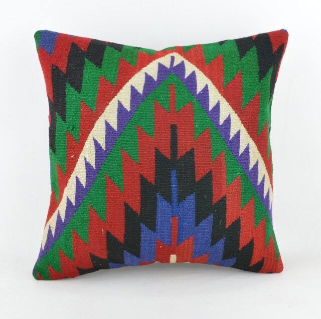 Kilim Pillow, Wool Kilim Pillow From Sarkoy 50x50 cm, 20x20 - image 1