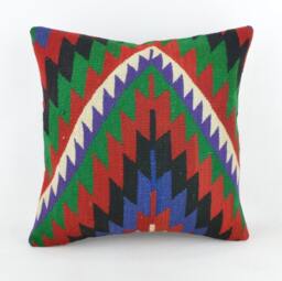 Kilim Pillow, Wool Kilim Pillow From Sarkoy 50x50 cm, 20x20 - thumbnail 1