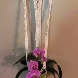 Wall Macrame, Plant Hanger, Pot, Cotton Rope, Wooden Stick, Macrame Home Decor, Hand Made Gift - thumbnail 2
