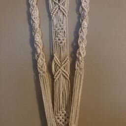 Wall Macrame, Plant Hanger, Pot, Cotton Rope, Wooden Stick, Macrame Home Decor, Hand Made Gift - thumbnail 4