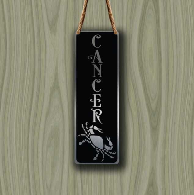 Cancer Zodiac Sign Wall Art Brushed Silver Hanging Plaque - image 1