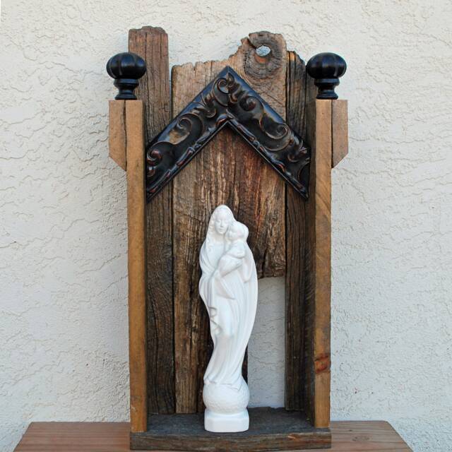 Shrine Altar Nicho Madonna & Child Rustic Religious Home Decor Dianalamorrisart - image 1