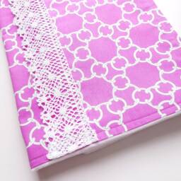 Baby Blanket - Luxurious Cotton & Plush For Newborn Nursery, Stroller, Car White Chain Links Pink - thumbnail 3