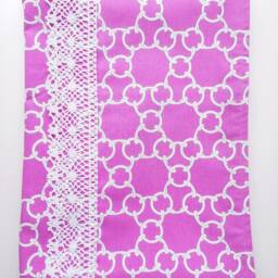 Baby Blanket - Luxurious Cotton & Plush For Newborn Nursery, Stroller, Car White Chain Links Pink - thumbnail 2