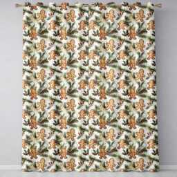 Cute Gingerbread Cookies With Holly & Pine Branches Seamless Pattern Readymade Eyelet Ring Top Thermal 100% Blackout Curtains - thumbnail 2