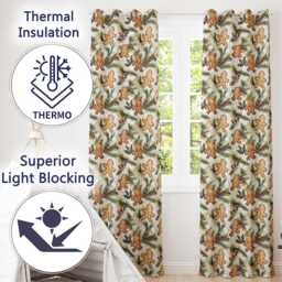 Cute Gingerbread Cookies With Holly & Pine Branches Seamless Pattern Readymade Eyelet Ring Top Thermal 100% Blackout Curtains - thumbnail 3