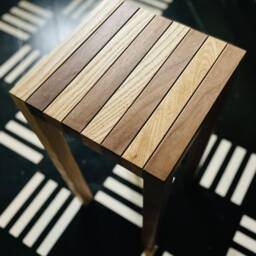 Ash & Walnut End Table - Maximal Stripy Occasional Mid Century Furniture Solid Hardwood - thumbnail 4