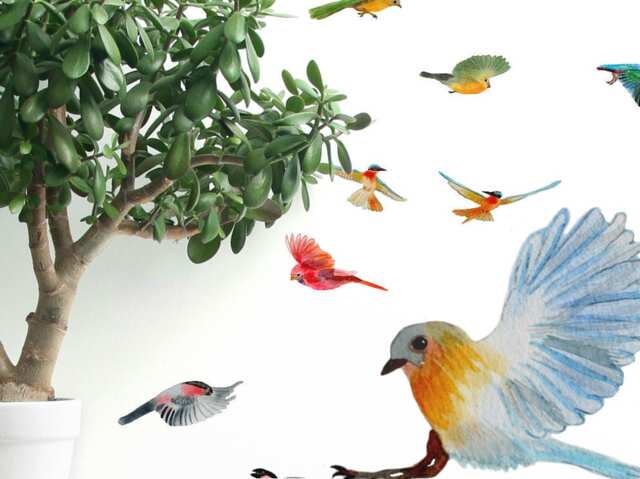 Wall Decals Birds Flying 10-Set, Bird For Walls, Furniture, Ceramic Tiles, Bathroom Kitchen Living Room Stickers - image 1