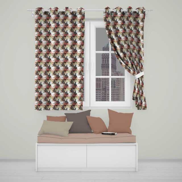 Samurai Warrior Red Blossom Tree Seamless Pattern Readymade Eyelet Ring Top Thermal 100% Blackout Curtains - image 1