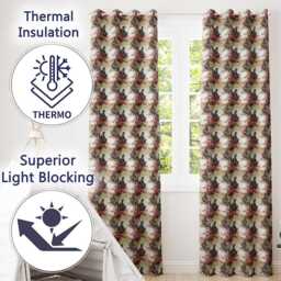 Samurai Warrior Red Blossom Tree Seamless Pattern Readymade Eyelet Ring Top Thermal 100% Blackout Curtains - thumbnail 3
