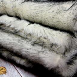 Fur Accents Faux Fur Throw Blanket/Black Tip Russian Wolf - thumbnail 2