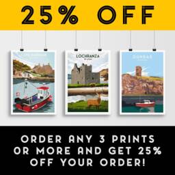 Lochranza Print - Travel Poster Castle Isle Of Arran Stag Scottish Wall Art Scotland Gift - thumbnail 2