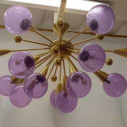 Stilnovo Style Sputnik Chandelier 14 Arms Glass Ball & Brass Italian Ceiling Lights Fixture - thumbnail 2