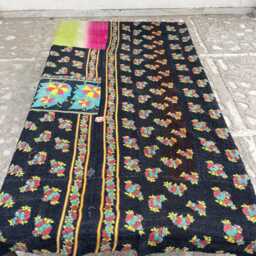 Indian Handmade Patchwork Kantha Quilt Reversible Block Print Cotton Bedspread - thumbnail 4