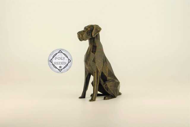 Low Poly Great Dane Figurine, Hand Painted Dog Sculpture, Unique Gift For Lovers & Pet Owners, Interior Design Office Decor - image 1