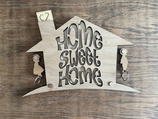 Personalized Wooden Key Holder, Magnetic Couple, Home Sweet - image 1
