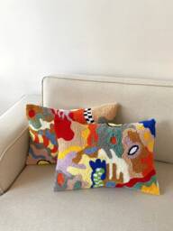Hand Tufted Punch Needle Pillow Cover Decorative Embroidered Cushion Natural Cotton Yarn Fun Home Decor Rug Gift For Friend - thumbnail 1