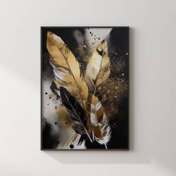 Black & Gold Feathers Wall Art Print - And - thumbnail 2