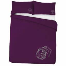 Gothic Purple With Silver Pentacle Dragon Duvet Cover Bedding in Double Or King