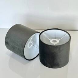 New Hq Modern Grey Soft Velvet Table & Ceiling Lamp Shade Pendant Multi Sizes & Drum, Hexagon, Rounded Square, Tapered - thumbnail 3